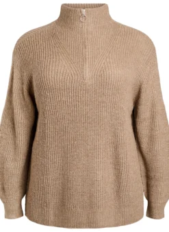 FLASH - Strickpullover mit hohem Kragen und Reißverschluss