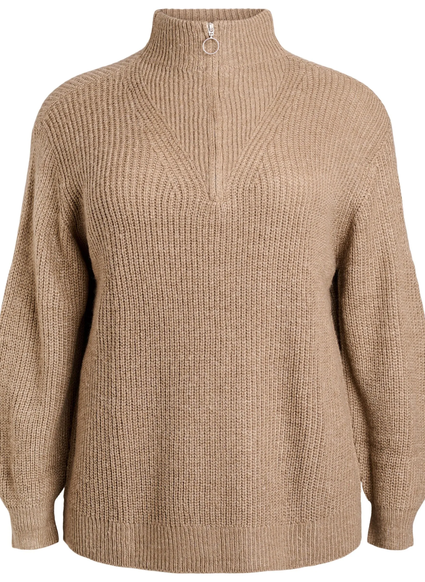 FLASH - Strickpullover mit hohem Kragen und Reißverschluss