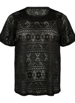 FLASH - T-Shirt aus Spitze mit Lochstickerei