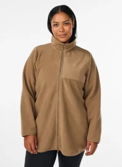 Fleecejacke mit hohem Kragen und Reißverschluss