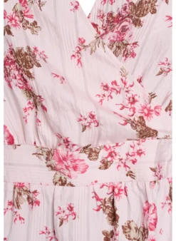 Geblümte Bluse mit kurzen Ärmeln und geraffter Taille