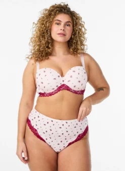 Geblümter Brazilian Slip mit Spitze