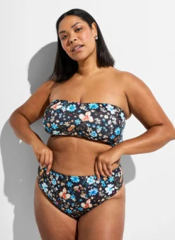 Geblümtes Bandeau-Bikinioberteil