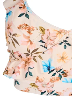 Geblümtes Bikinioberteil mit Rüschendetails