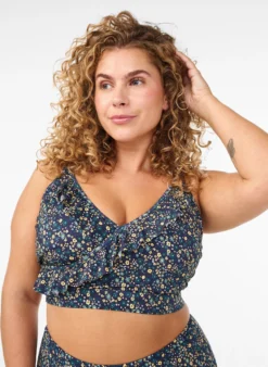 Geblümtes Bikinioberteil mit Rüschendetails