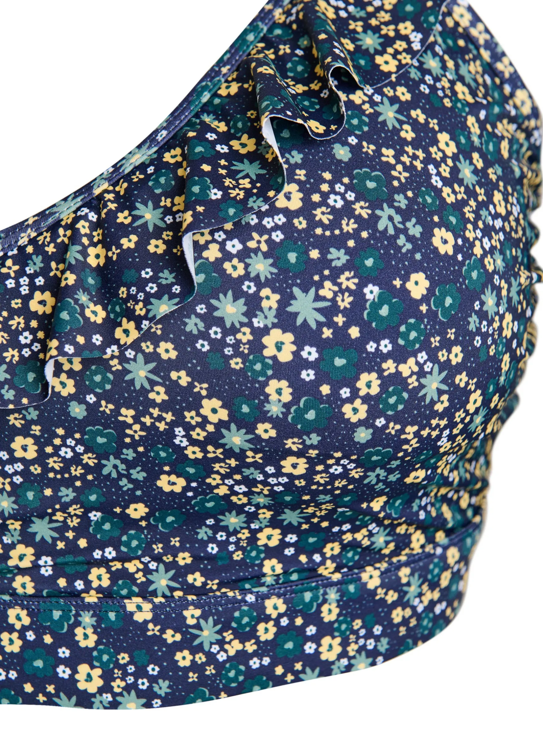 Geblümtes Bikinioberteil mit Rüschendetails