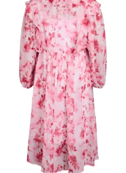 Geblümtes Kleid aus Chiffon mit Rüschen und langen Ärmeln