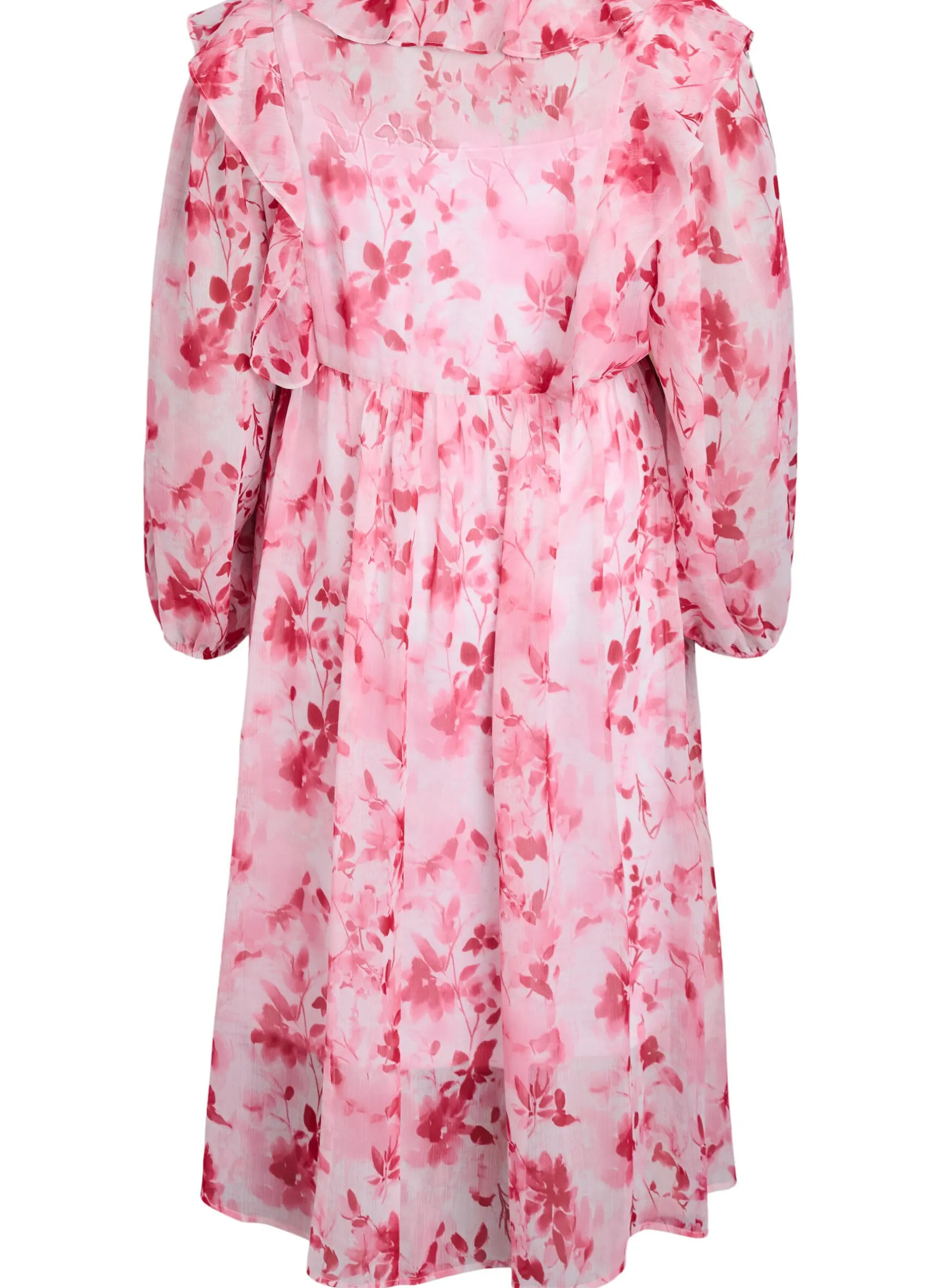 Geblümtes Kleid aus Chiffon mit Rüschen und langen Ärmeln