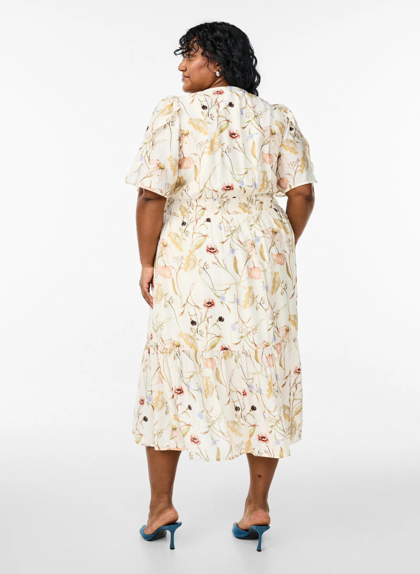 Geblümtes Midi-Kleid in A-Linienform