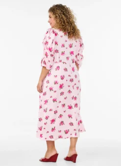 Geblümtes Midikleid mit Puffärmeln