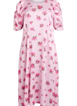Geblümtes Midikleid mit Puffärmeln