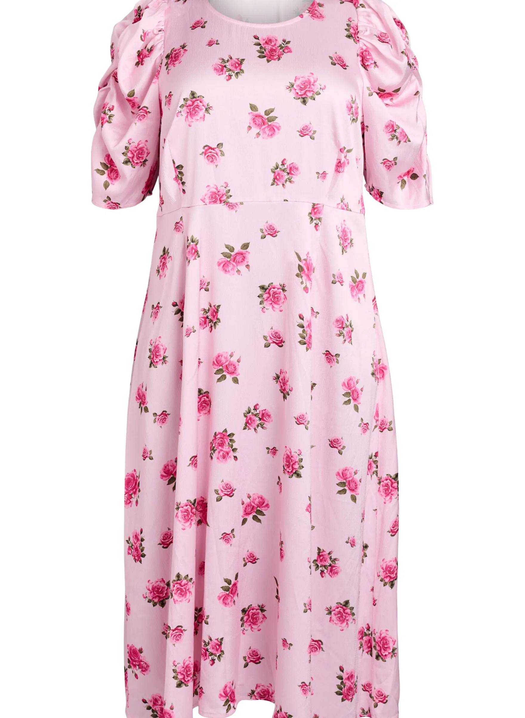 Geblümtes Midikleid mit Puffärmeln