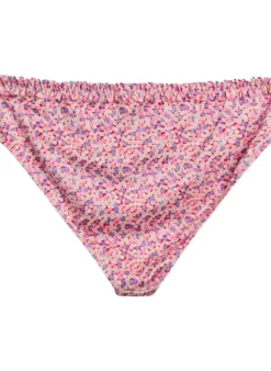 Geblümte Tai-Bikinislip mit gerafftem Saum