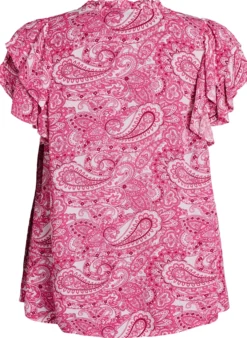 Gemusterte Bluse aus Viskose mit Rüschendetails