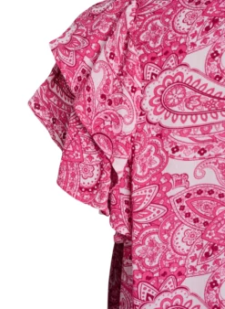 Gemusterte Bluse aus Viskose mit Rüschendetails