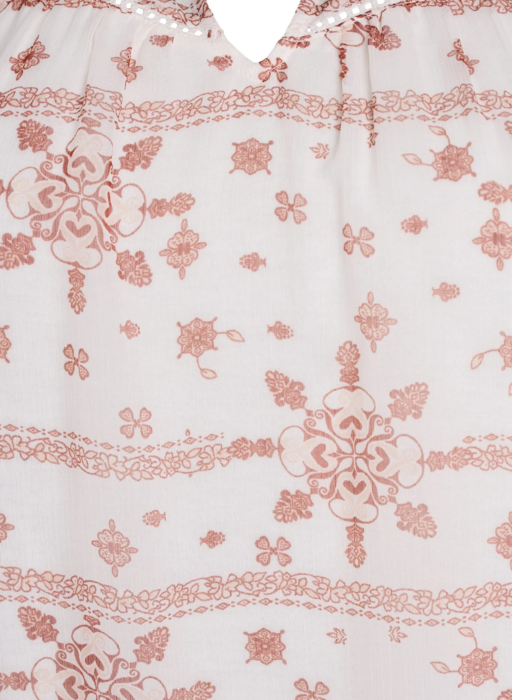 Gemusterte Bluse mit Rüschendetail und kurzen Ärmeln