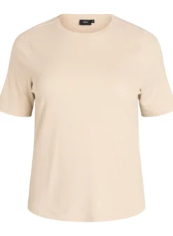Geripptes Basic-T-Shirt mit Rundhalsausschnitt