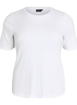Geripptes Basic-T-Shirt mit Rundhalsausschnitt