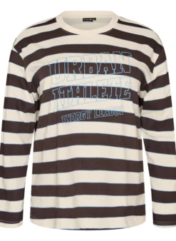 Gestreifte Bluse aus Jersey mit sportlichem Textprint