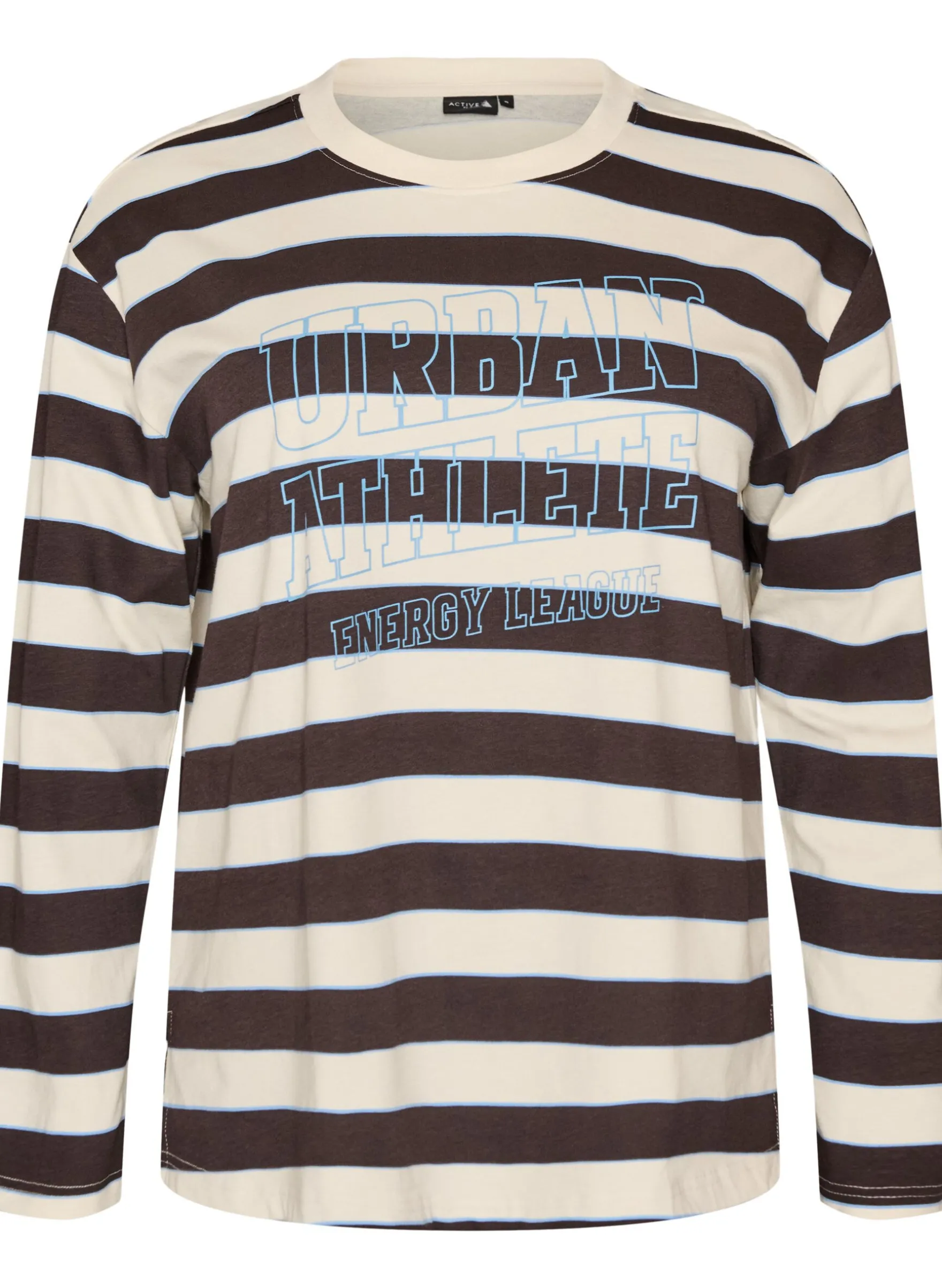 Gestreifte Bluse aus Jersey mit sportlichem Textprint
