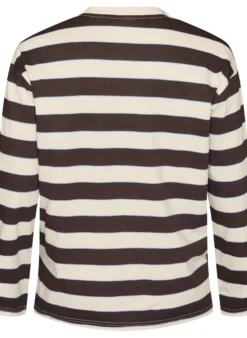 Gestreifte Bluse aus Jersey mit sportlichem Textprint