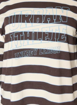 Gestreifte Bluse aus Jersey mit sportlichem Textprint