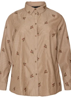 Gestreifte Bluse mit bestickten Blumen