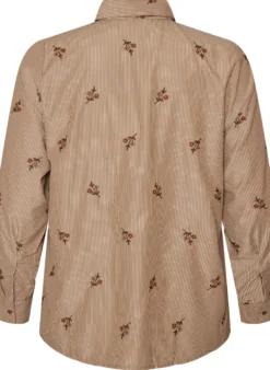 Gestreifte Bluse mit bestickten Blumen