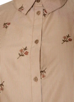 Gestreifte Bluse mit bestickten Blumen