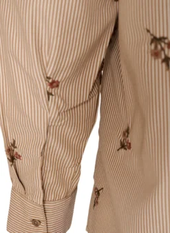 Gestreifte Bluse mit bestickten Blumen