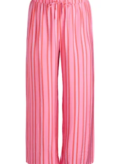 Gestreifte Hose mit hoher Taille und weiten Beinen