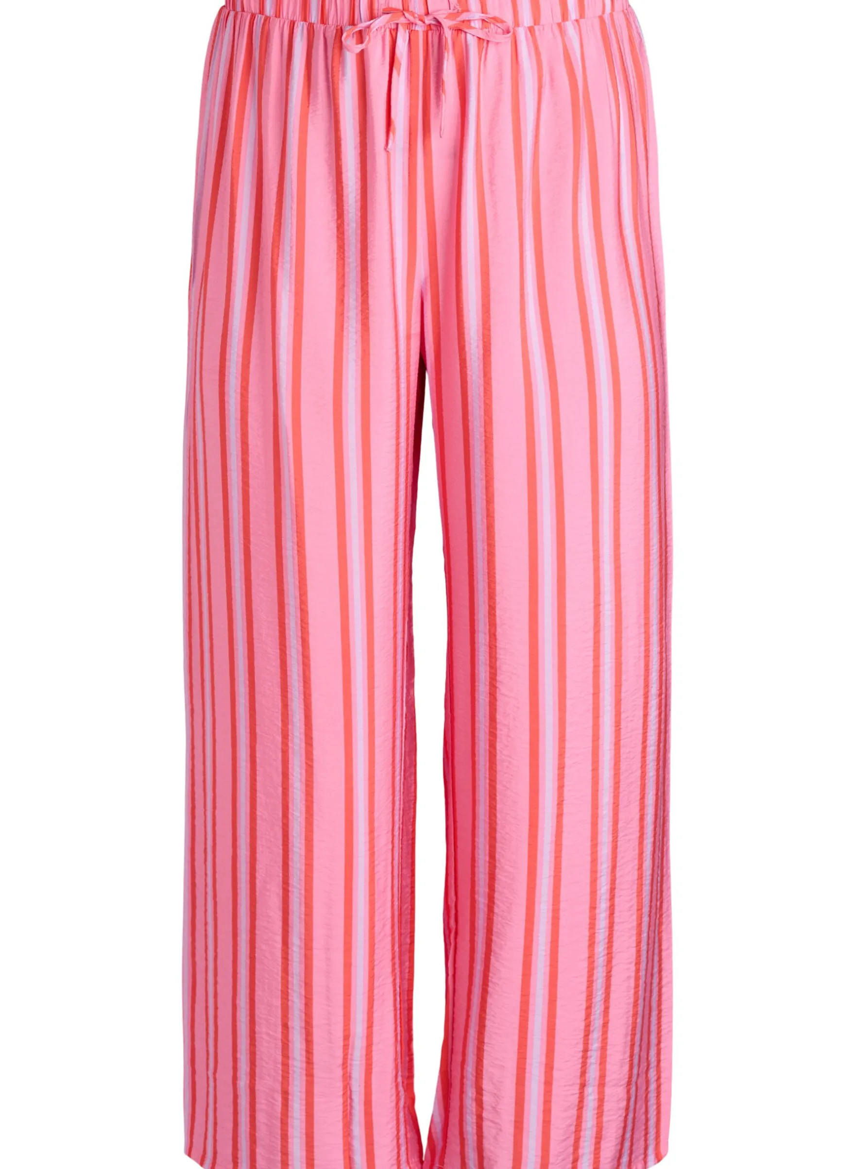 Gestreifte Hose mit hoher Taille und weiten Beinen