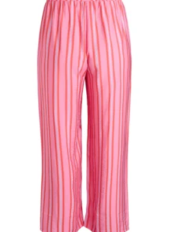 Gestreifte Hose mit hoher Taille und weiten Beinen