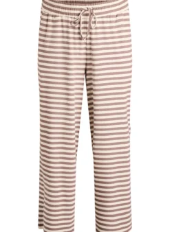 Gestreifte Schlafanzughose mit hoher Taille und weiten Beinen