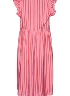 Gestreiftes Midikleid mit Empire-Schnitt und Rüschen