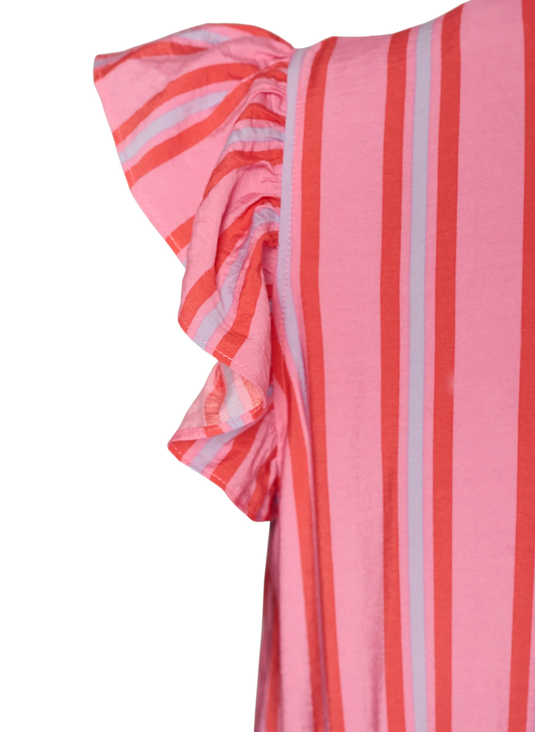 Gestreiftes Midikleid mit Empire-Schnitt und Rüschen