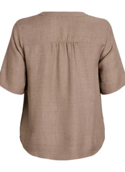 Hemdbluse mit V-Ausschnitt und kurzen Ärmeln
