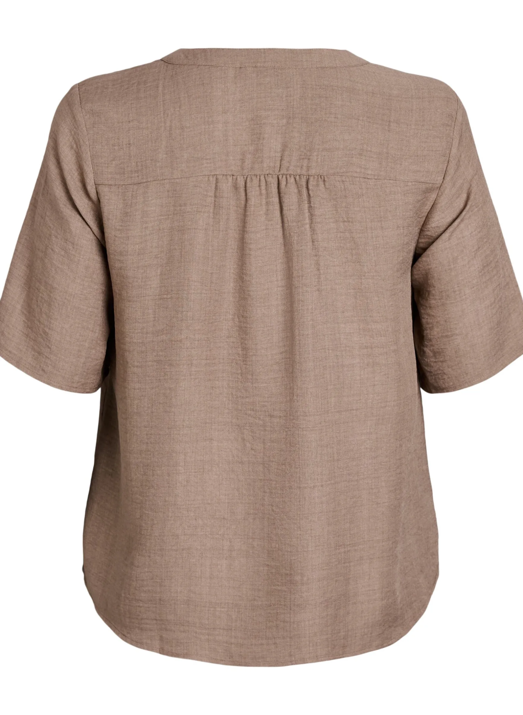 Hemdbluse mit V-Ausschnitt und kurzen Ärmeln