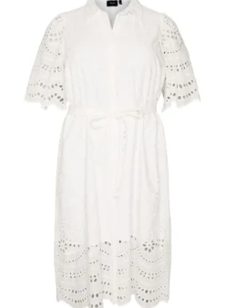 Hemdblusenkleid aus Broderie Anglaise mit Bindegürtel