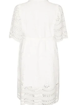 Hemdblusenkleid aus Broderie Anglaise mit Bindegürtel