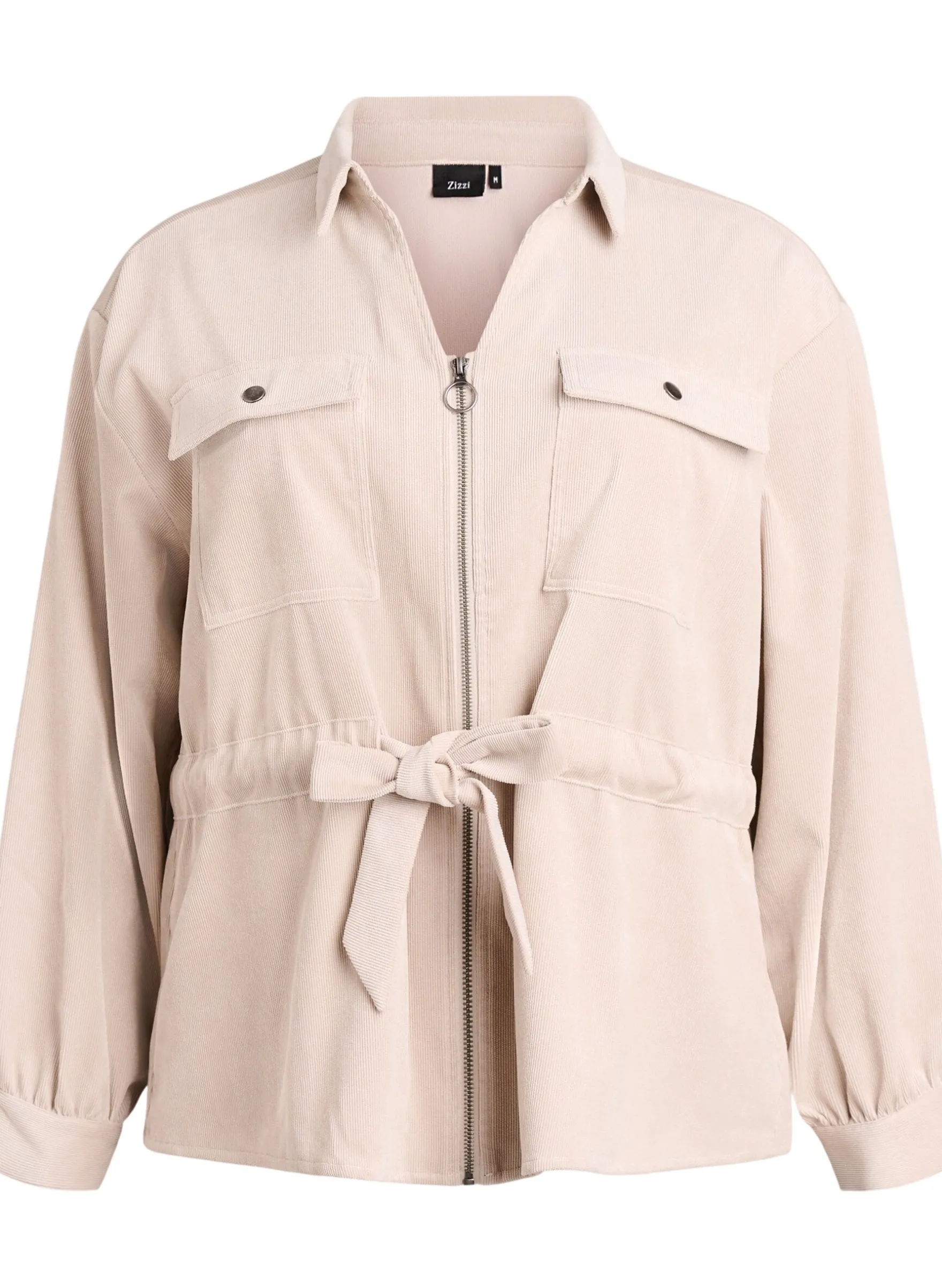 Hemdjacke aus Cord mit Bindegürtel und Taschen