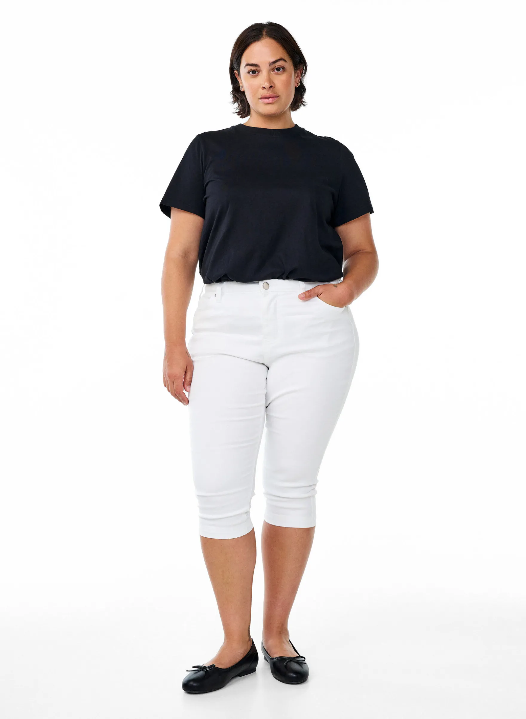 Hoch taillierte Amy Capri Jeans mit Super Slim Fit