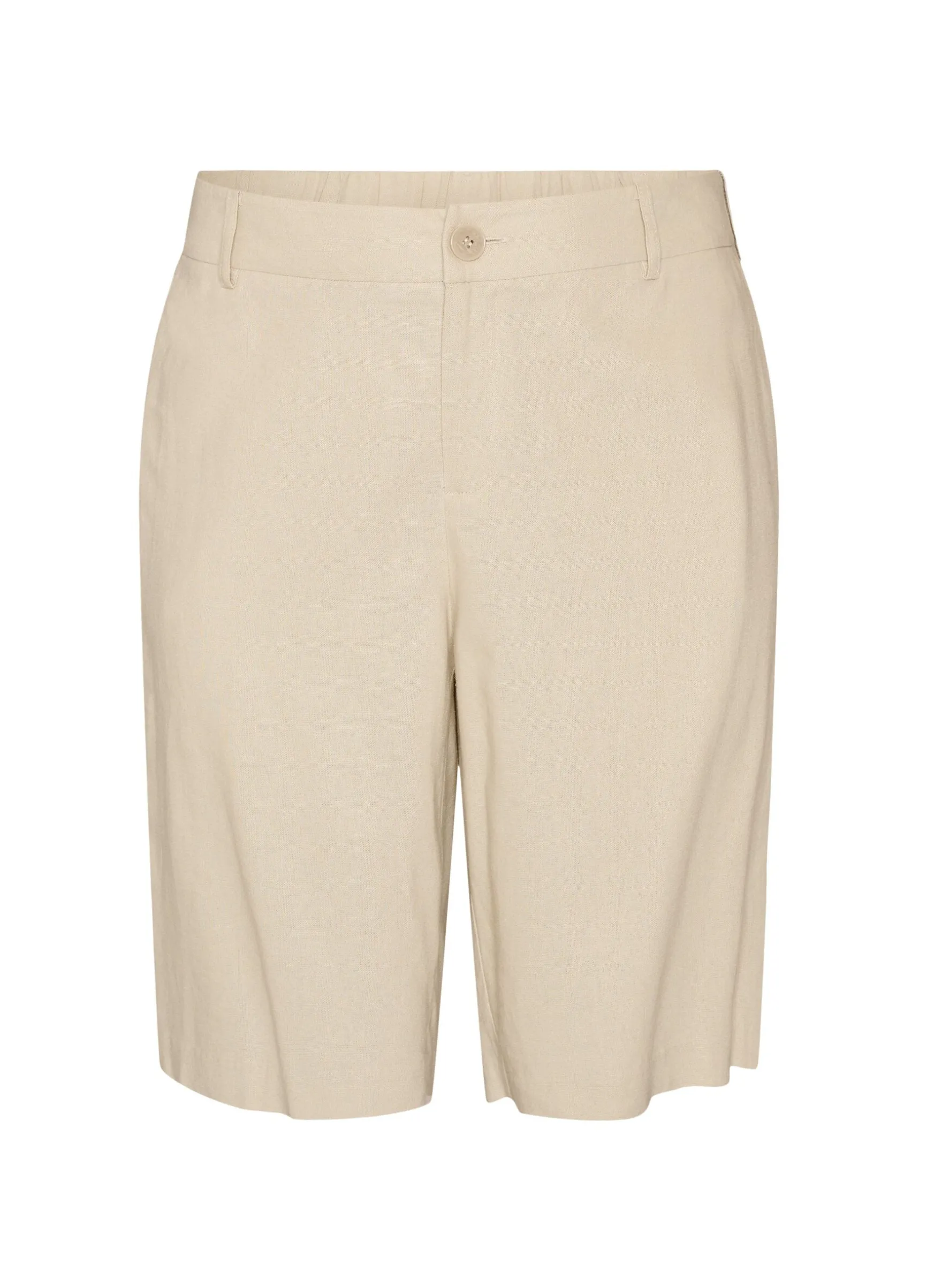 Hoch taillierte Bermudashorts aus Leinen und Viskose