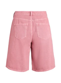 Hoch taillierte Bermudashorts aus farbigem Denim