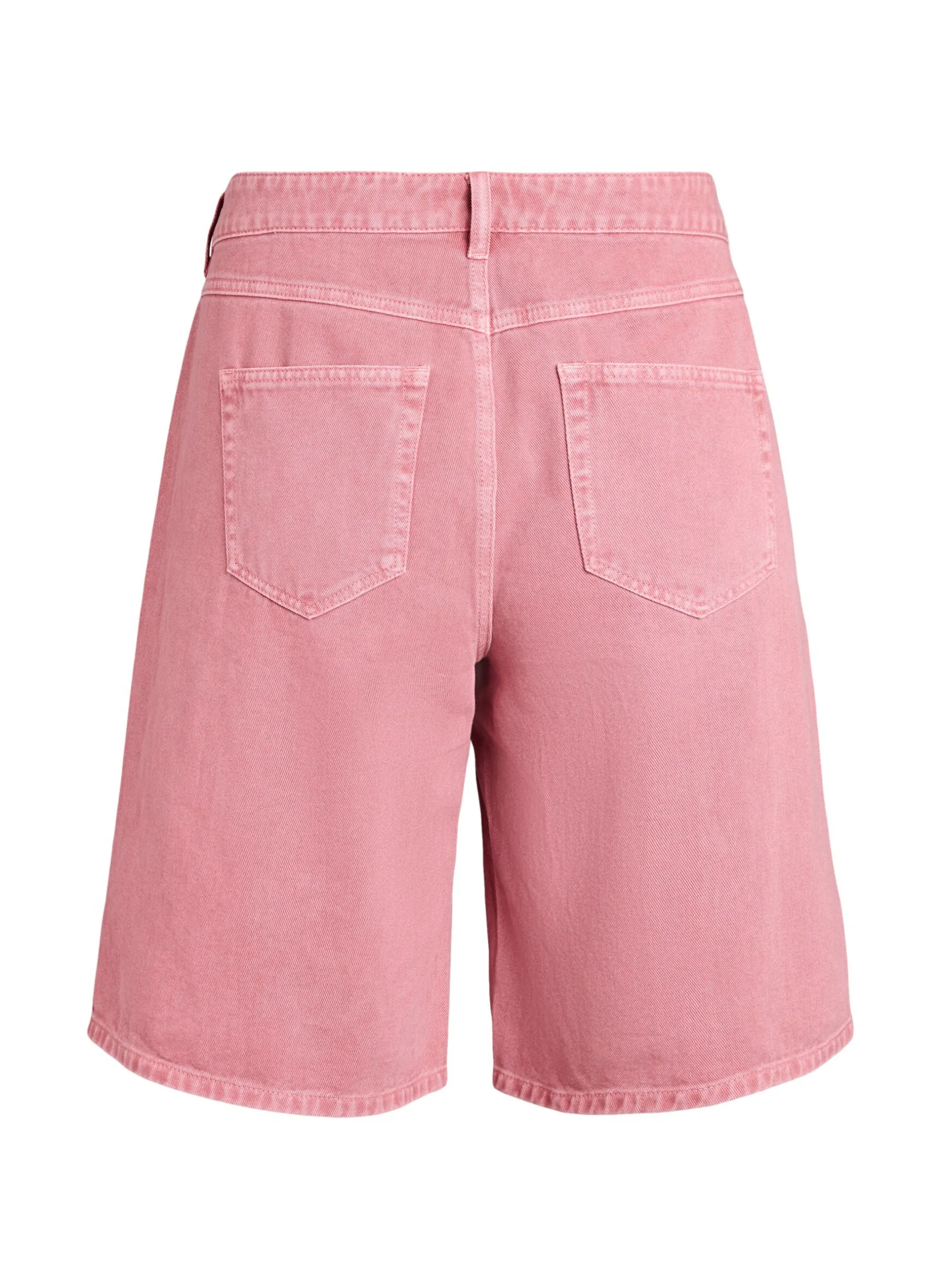 Hoch taillierte Bermudashorts aus farbigem Denim