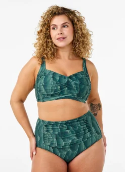 Hoch taillierte Bikinihose mit Print