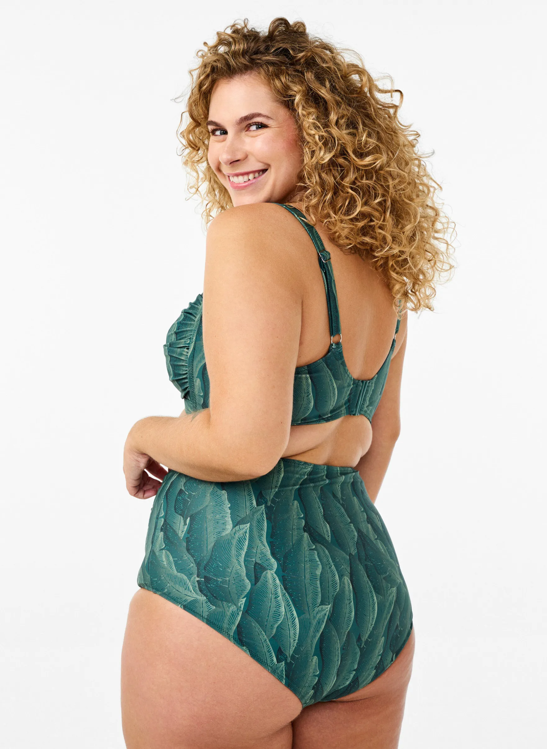 Hoch taillierte Bikinihose mit Print