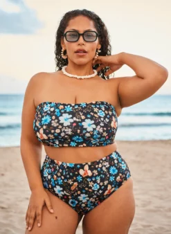 Hoch taillierte Bikinihose mit floralem Muster