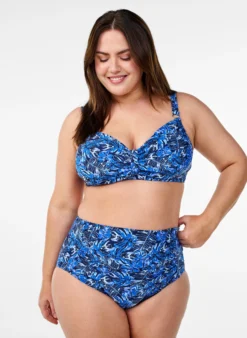 Hoch taillierte Bikinihosen mit Muster