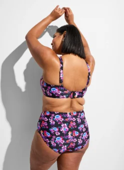 Hoch taillierte Bikinihosen mit Muster